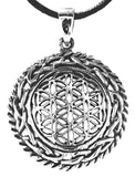 Blume des Lebens 256 mit Schlangenkette - Silber