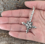 Kettenanhänger Kreuz & Pentagramm aus 925 Silber | Unisex Nr.133 mit Korbkette