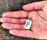 Rune Fehu 299 mit Schlangenkette - Silber