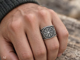 Ring Wikingerkompass Vegvisir, Gr. 54-74 (wiko 1) - Silber