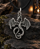 Drache 9 mit Schlangenkette - Silber