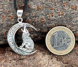 Wolf im Mond 355 mit Schlangenkette - Silber
