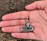 Wikinger-Schiff 240 mit Schlangenkette - Silber