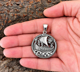 Wikinger-Schiff 386 mit Schlangenkette - Silber