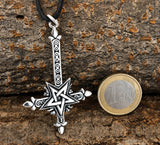 Anhänger 133 Kreuz & Pentagramm - Silber