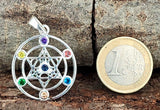416 Metatrons Würfel mit Silberkette - Silber Chakra Stein Steine