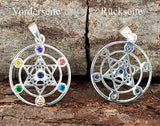 416 Metatrons Würfel mit Silberkette - Silber Chakra Stein Steine