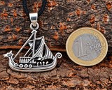 Wikinger-Schiff 240 mit Schlangenkette - Silber