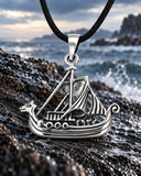 Wikinger-Schiff 240 mit Schlangenkette - Silber