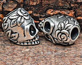 Bartperle Totenkopf 6mm - Edelstahl
