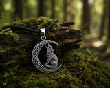 Wolf im Mond 355 mit Schlangenkette - Silber