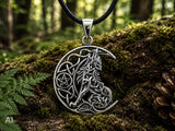 Anhänger 354 Wolf im Mond - Silber