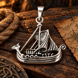 Wikinger-Schiff 240 mit Schlangenkette - Silber