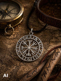 Wikinger Kompass 281 mit Schlangenkette - Silber