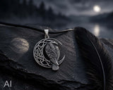 Rabe im Mond 392 mit Schlangenkette - Silber