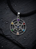 416 Metatrons Würfel mit Silberkette - Silber Chakra Stein Steine