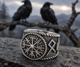 Ring Wikingerkompass Vegvisir, Gr. 54-74 (wiko 1) - Silber