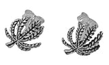 Ohrstecker 38 Hanfblatt - Silber