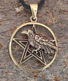 Anhänger 161 Pentagramm mit Rabe - Bronze