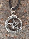 Pentagramm 48 mit Schlangenkette - Silber