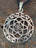 Blume des Lebens 204 mit Schlangenkette - Silber