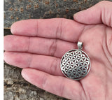 Blume des Lebens 96 mit Schlangenkette - Silber