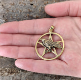 Anhänger 175 Pentagramm mit Rabe - Bronze