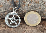 Pentagramm 48 mit Schlangenkette - Silber