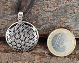 Blume des Lebens 95 mit Schlangenkette - Silber
