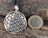 Blume des Lebens 104 mit Panzerkette - Edelstahl