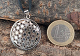 Blume des Lebens 105 mit Panzerkette - Edelstahl