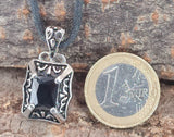 Anhänger 124 schwarzer Stein - Edelstahl