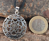 Blume des Lebens 204 mit Schlangenkette - Silber