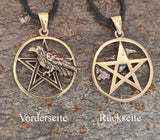 Anhänger 161 Pentagramm mit Rabe - Bronze