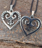 Herz mit Fleur-de-Lis 151 mit Panzerkette - Edelstahl