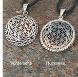 Blume des Lebens 256 mit Schlangenkette - Silber