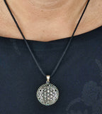 Blume des Lebens 256 mit Schlangenkette - Silber