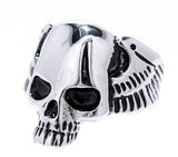 Ring Totenkopf Gr. 56-72  - glatt - Edelstahl
